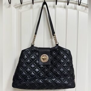 Kate Spade Astor Court Elena Quilted Leather Turn-Lock Shoulder Purse. 14 x 9.5